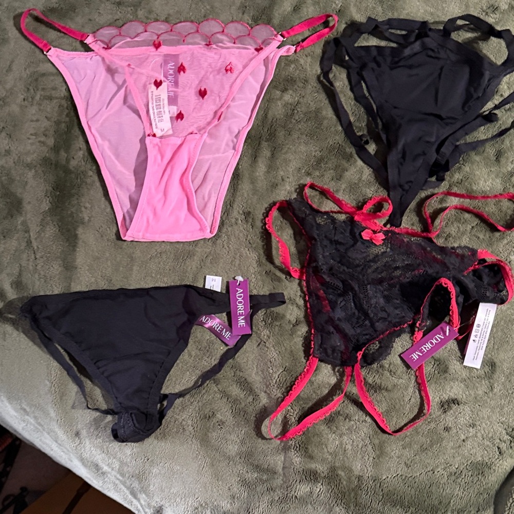 Adore Me Pink and Black Panties Set
